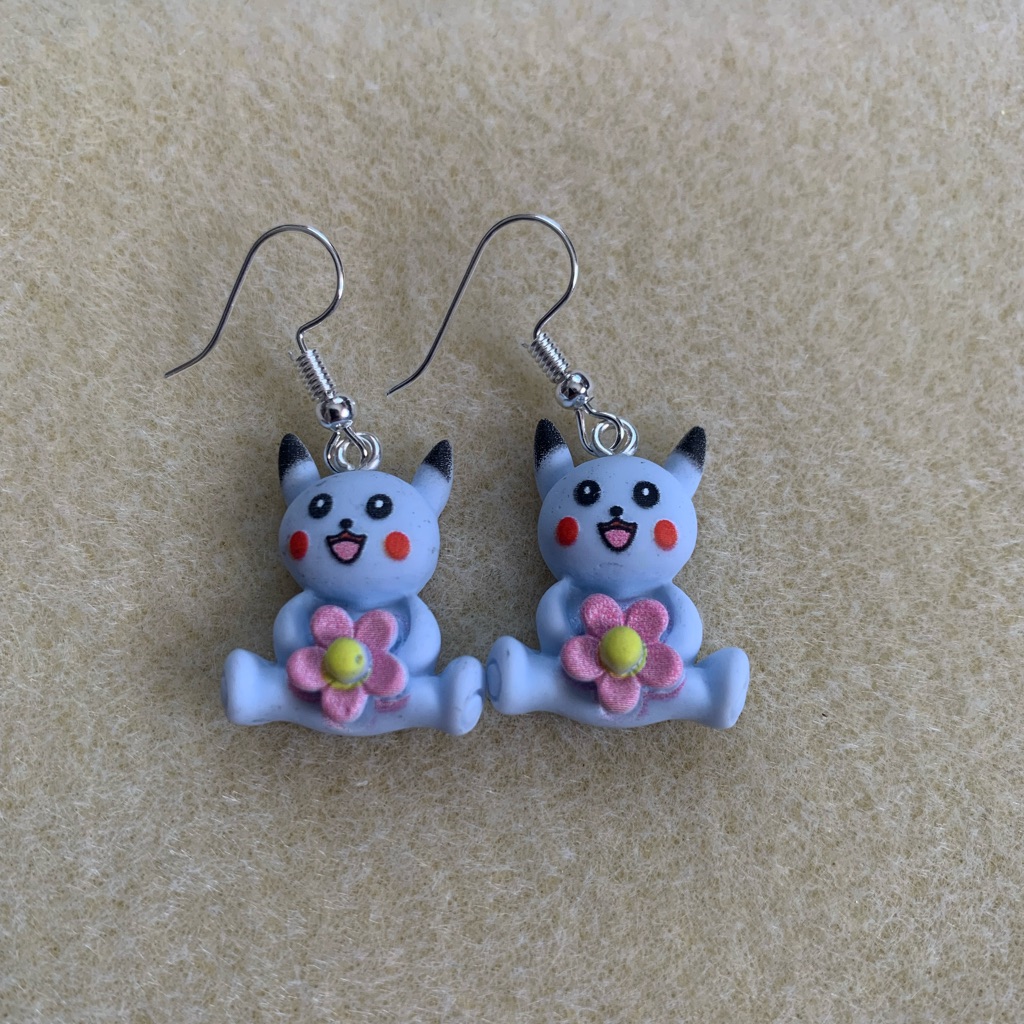 *3 For $20* Adorable Blue Pikachu With Flower Earrings